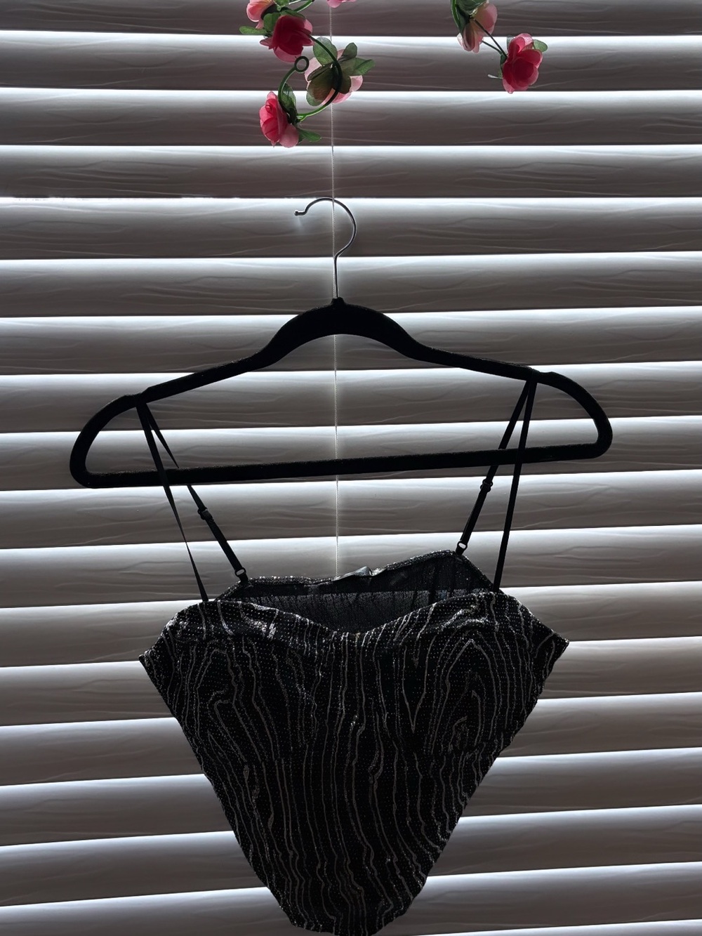 Black Beaded Strappy Women's Cami Top